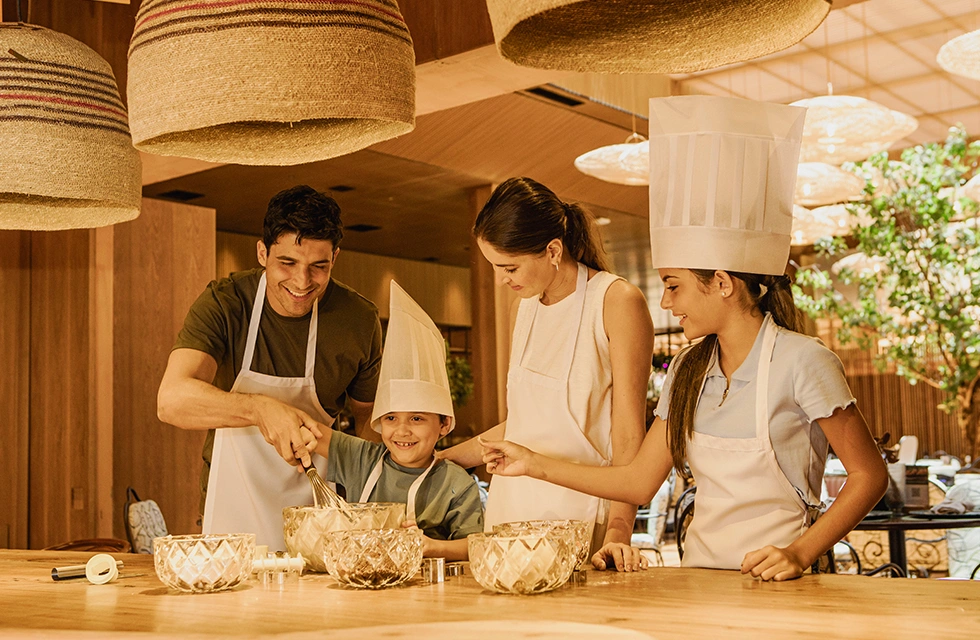 familia na oficina de culinaria do clara dourado